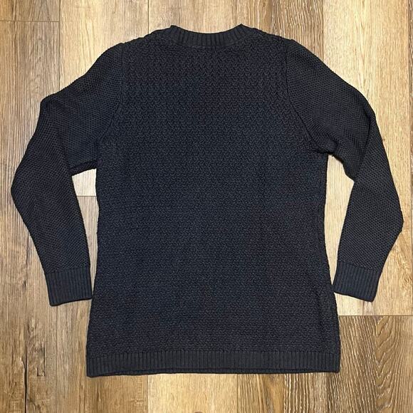 L.L. Bean Crewneck Heavy Knit Textured Sweater Womens Size L Dark Gray  290401 - Picture 3 of 6
